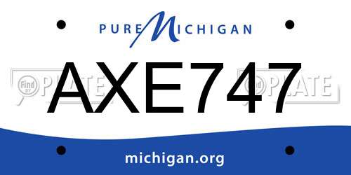 AXE747 Michigan License Plate