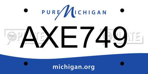 AXE749 Michigan License Plate