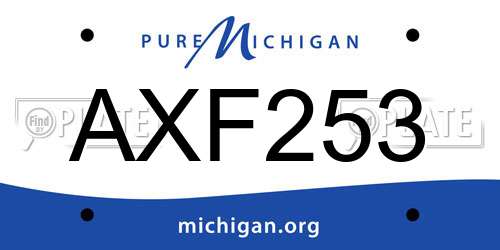 AXF253 Michigan License Plate