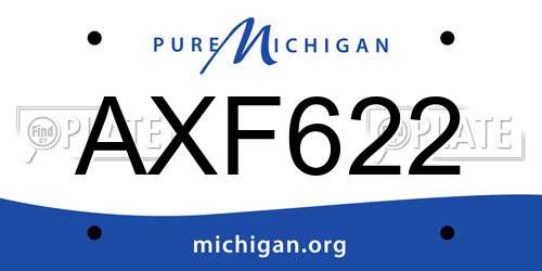 AXF622 Michigan License Plate