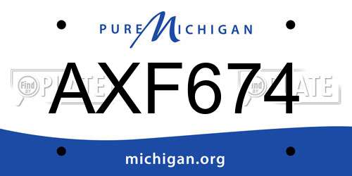 AXF674 Michigan License Plate