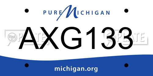 AXG133 Michigan License Plate
