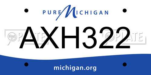 AXH322 Michigan License Plate