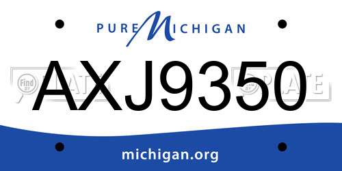 AXJ9350 Michigan License Plate