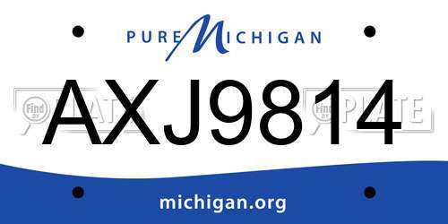 AXJ9814 Michigan License Plate