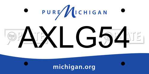 AXLG54 Michigan License Plate