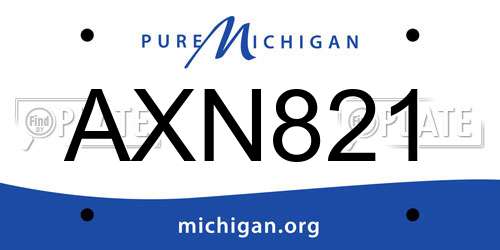 AXN821 Michigan License Plate