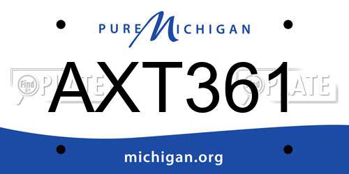 AXT361 Michigan License Plate