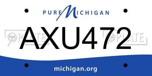 AXU472 Michigan License Plate