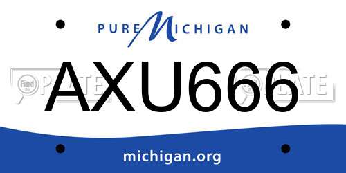 AXU666 Michigan License Plate