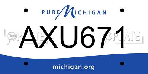 AXU671 Michigan License Plate