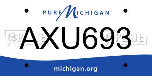 AXU693 Michigan License Plate