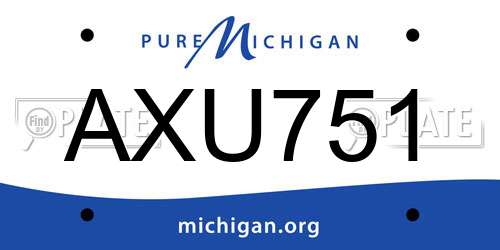 AXU751 Michigan License Plate