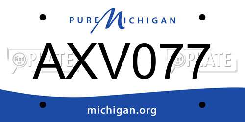 AXV077 Michigan License Plate
