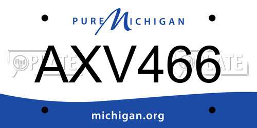 AXV466 Michigan License Plate
