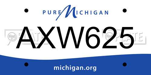 AXW625 Michigan License Plate