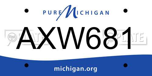 AXW681 Michigan License Plate