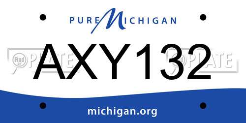 AXY132 Michigan License Plate
