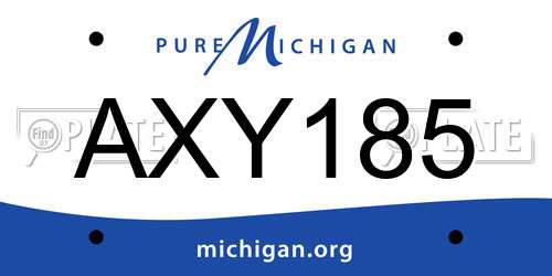 AXY185 Michigan License Plate