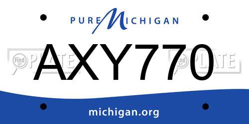 AXY770 Michigan License Plate