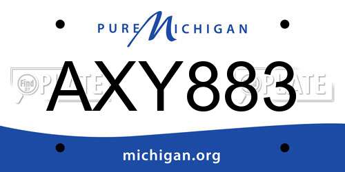 AXY883 Michigan License Plate
