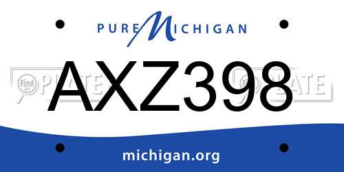 AXZ398 Michigan License Plate