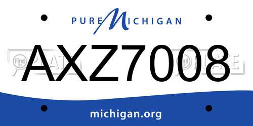 AXZ7008 Michigan License Plate