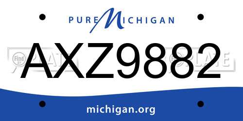 AXZ9882 Michigan License Plate