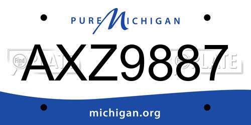 AXZ9887 Michigan License Plate