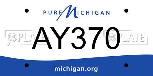 AY370 Michigan License Plate
