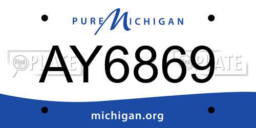 AY6869 Michigan License Plate