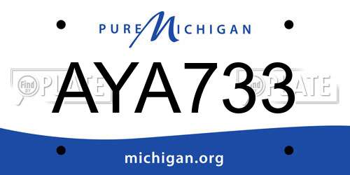 AYA733 Michigan License Plate