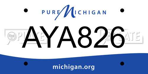 AYA826 Michigan License Plate