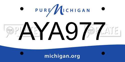AYA977 Michigan License Plate
