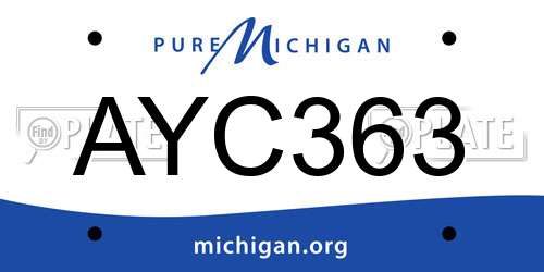 AYC363 Michigan License Plate