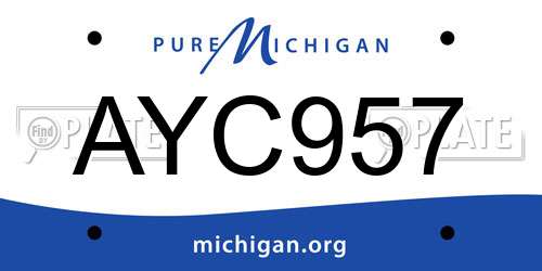 AYC957 Michigan License Plate