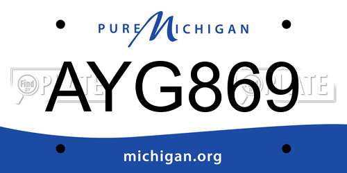 AYG869 Michigan License Plate
