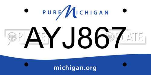 AYJ867 Michigan License Plate