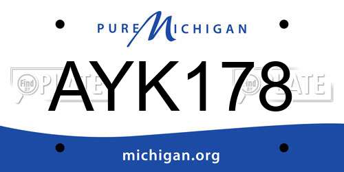 AYK178 Michigan License Plate