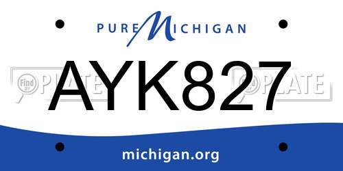 AYK827 Michigan License Plate