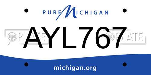 AYL767 Michigan License Plate