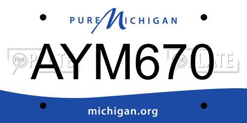 AYM670 Michigan License Plate