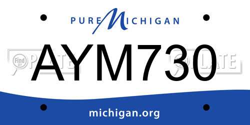 AYM730 Michigan License Plate