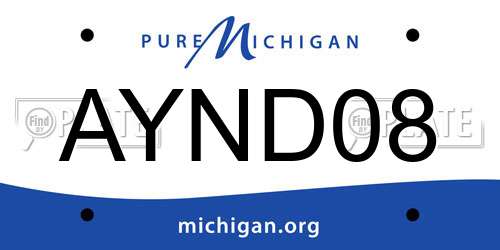 AYND08 Michigan License Plate