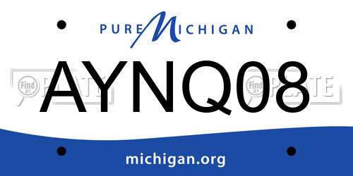 AYNQ08 Michigan License Plate