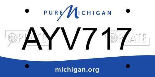 AYV717 Michigan License Plate