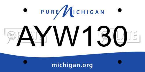 AYW130 Michigan License Plate