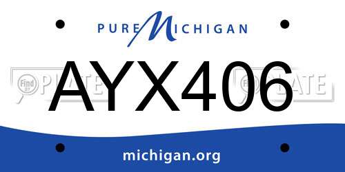 AYX406 Michigan License Plate