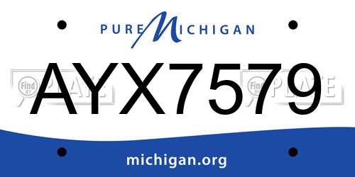 AYX7579 Michigan License Plate