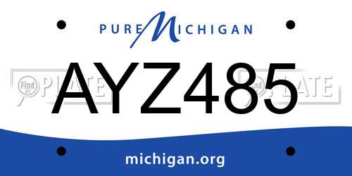 AYZ485 Michigan License Plate